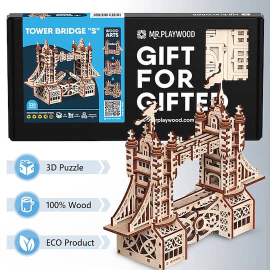 Mr.PLAYWOOD Tower Bridge S 3D Wooden STEM Model